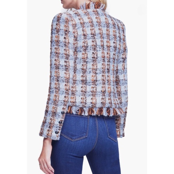 NEW L'Agence Angelina Tweed Blazer Blue/Orange Multi 0 - Picture 6 of 15